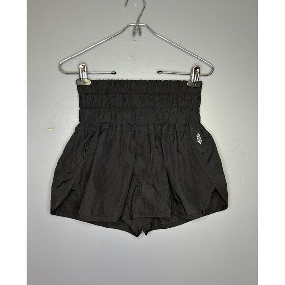 FP Movement The Way Home Shorts Womens Black High Rise Smocked Athletic Lined - Picture 1 of 13